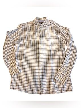 Pronto Uomo White and Blue Plaid Long-Sleeve Button-Down Shirt